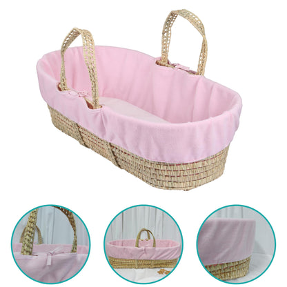 Clair de Lune fleece cover for baby basket/pram basket – pink