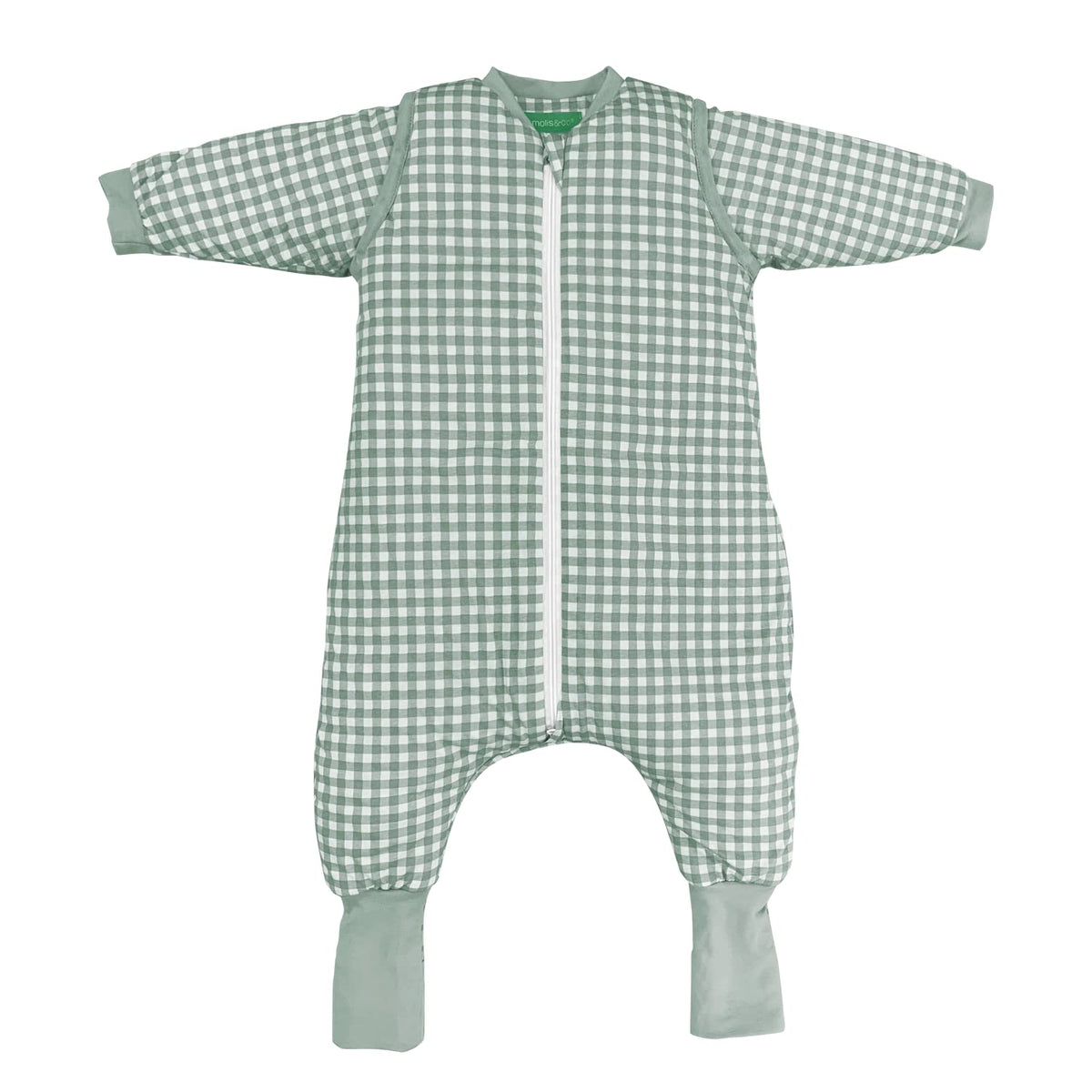 Molis & Co sleeping bag with feet, TOG 2.5, with removable sleeves and socks, 100 cm, Mint Tea