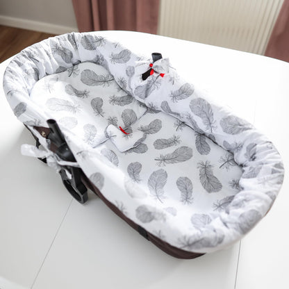 Totsy Baby stroller basket cover set, 3-piece, grey feathers