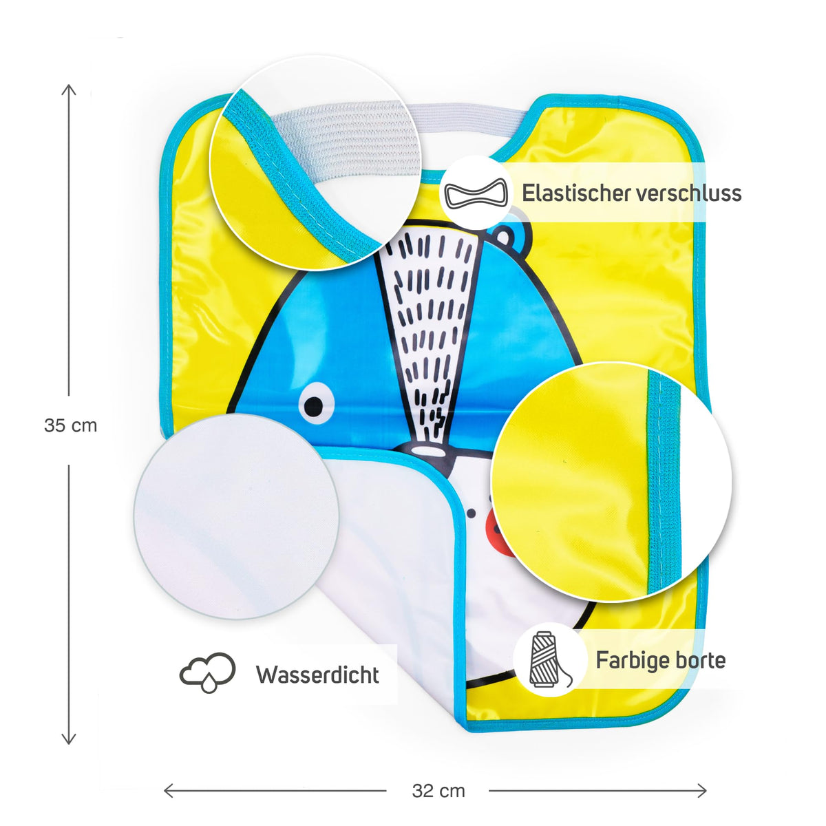 Ti TIN veekindlad vinüülist põlled lastele, 32 × 35 cm (4 tk)