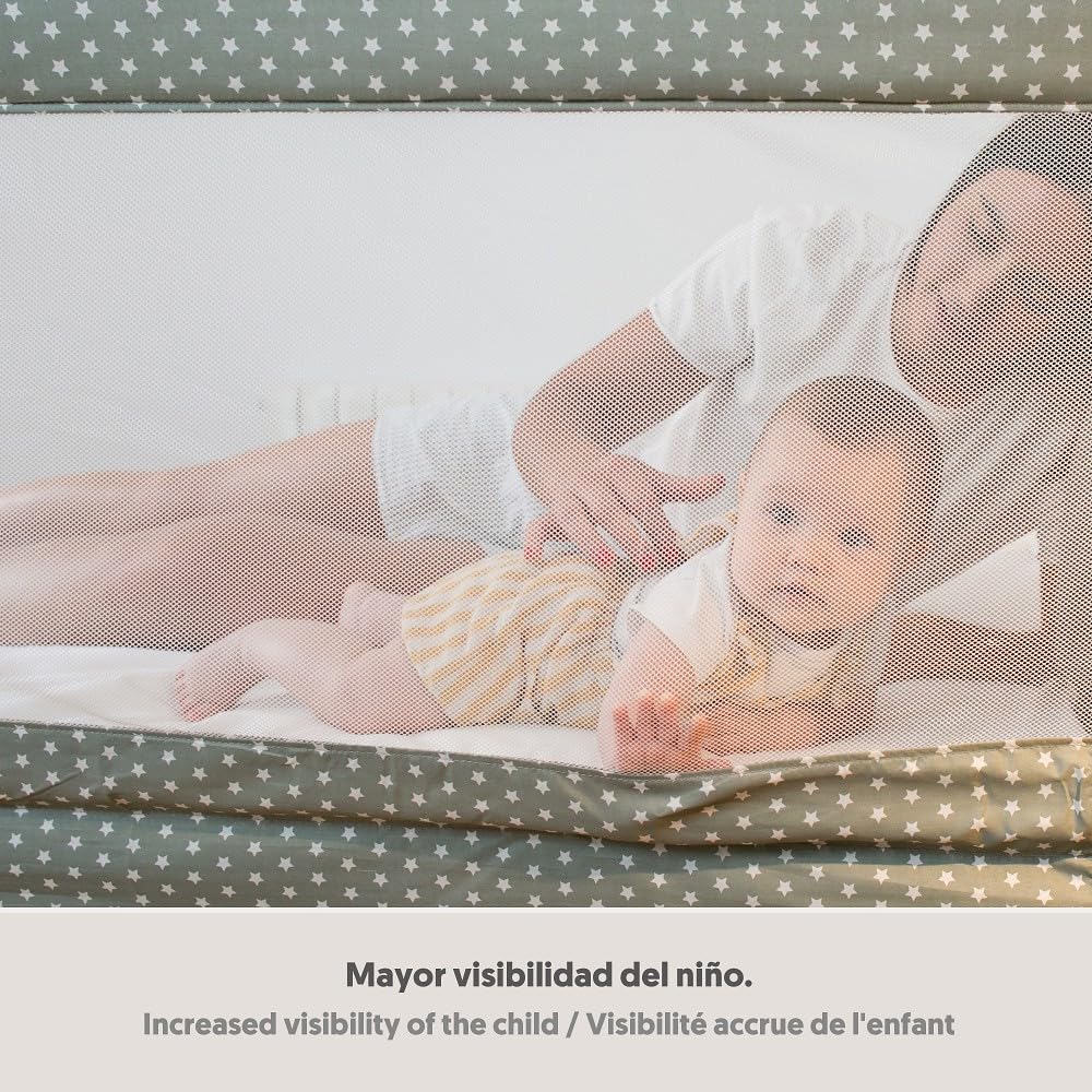 Interbaby kokkupandav voodipiire 150 cm, tähemotiiv, hall