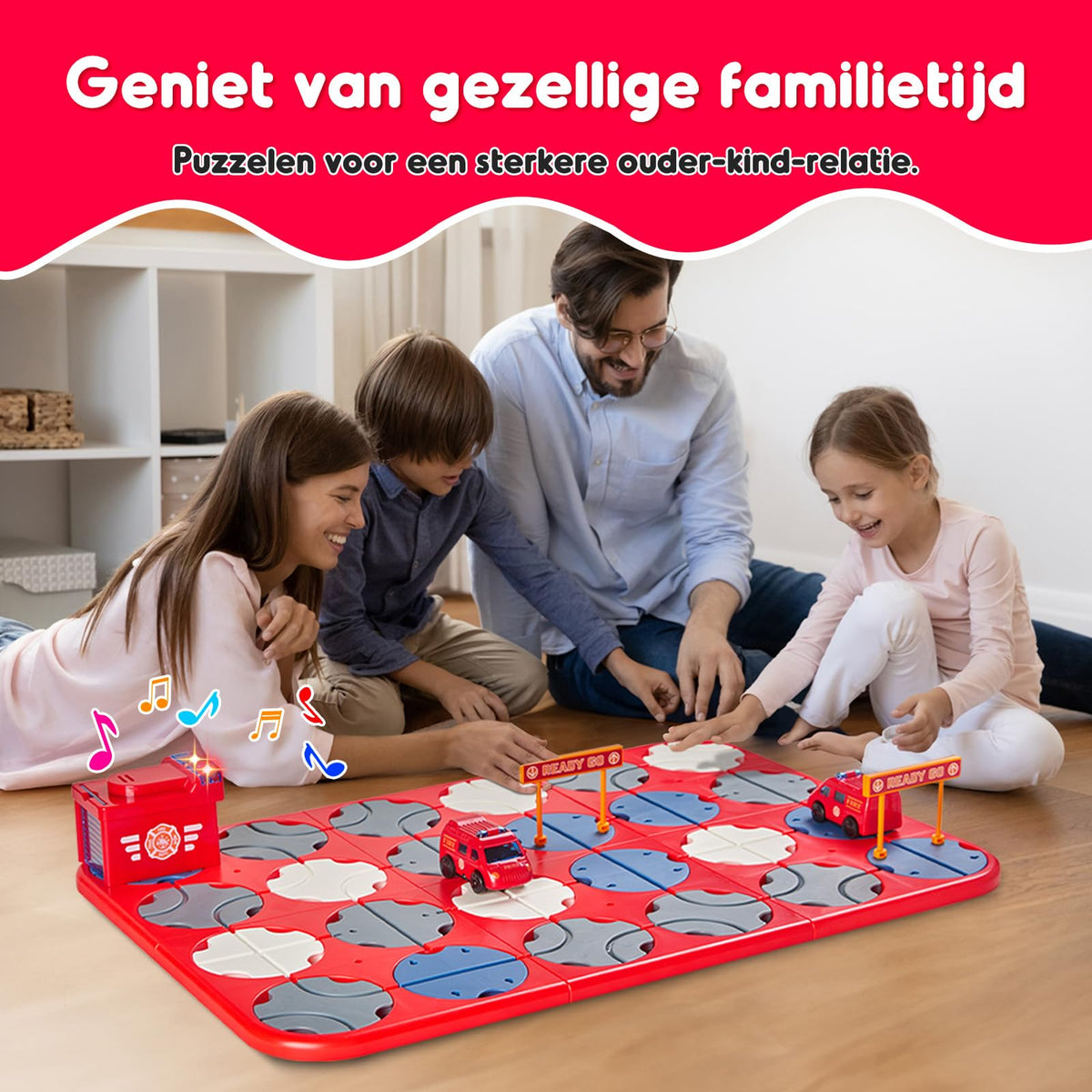 SGILE 24-piece STEM tea set design game for children's logic development, fire-fighting themed