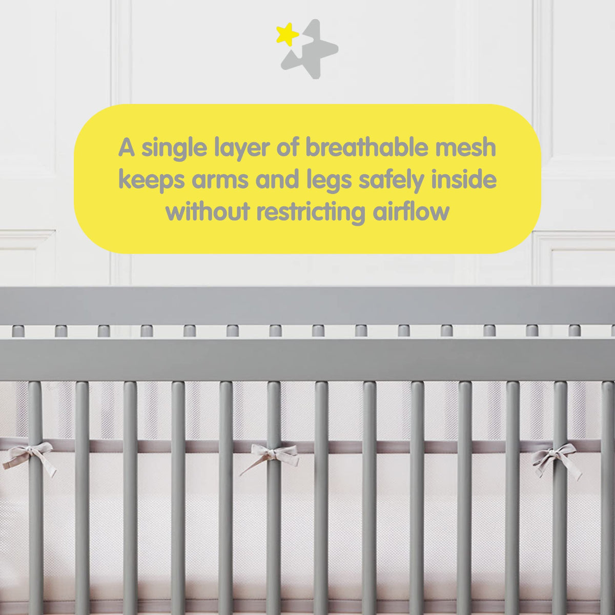 BreathableBaby võrevoodi hingav võrekaitse 2 küljele, 3 mm, valge