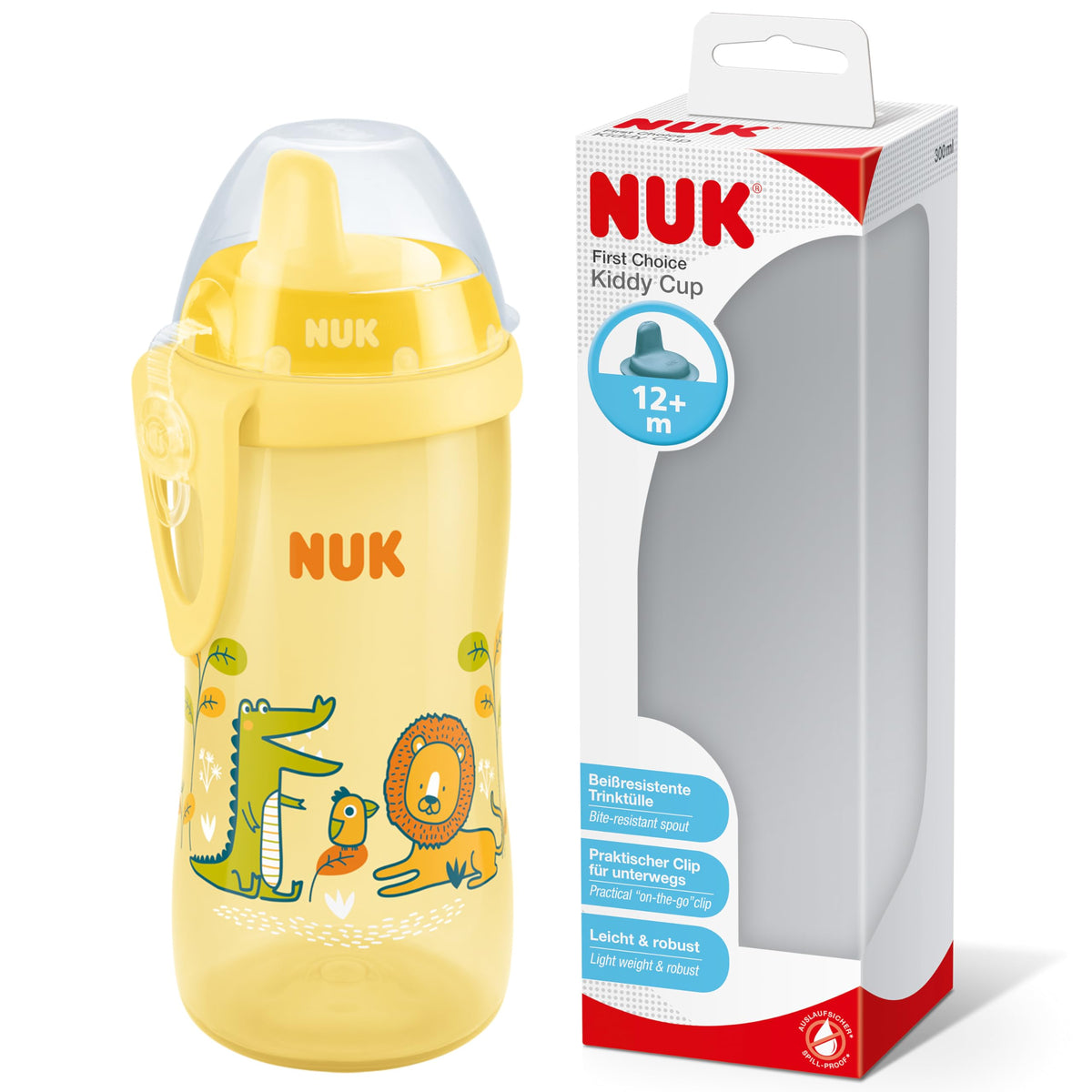 NUK Kiddy Cup drinking cup for children, 12+ months, 300 ml, yellow