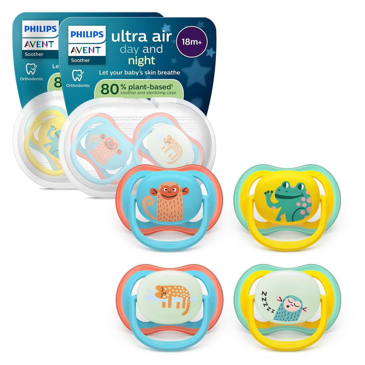 Philips Avent Ultra Air Day & Night lutt 18+ kuud, helendav, 2 tk (ahv & konn)