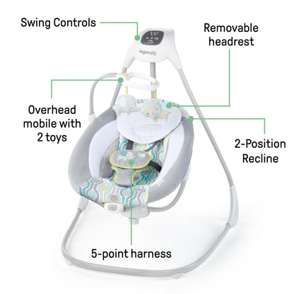 Ingenuity SimpleComfort electric baby swing, 6-speed, music and vibration, Everston