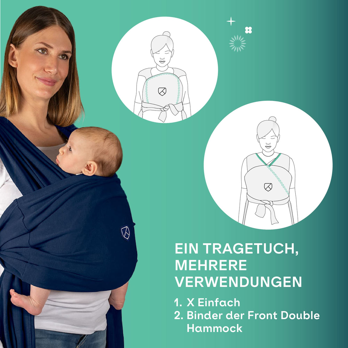 KOALA BABYCARE elastiline beebikandelina Koala Cuddle Band 2.0, sinine, kuni 15 kg