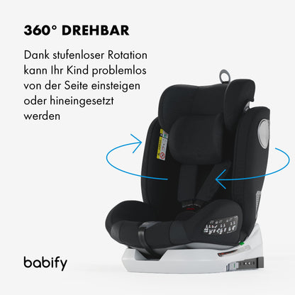 Babify Onboard 360° rotating car seat, Isofix, i-Size 40–150 cm, black/dark grey