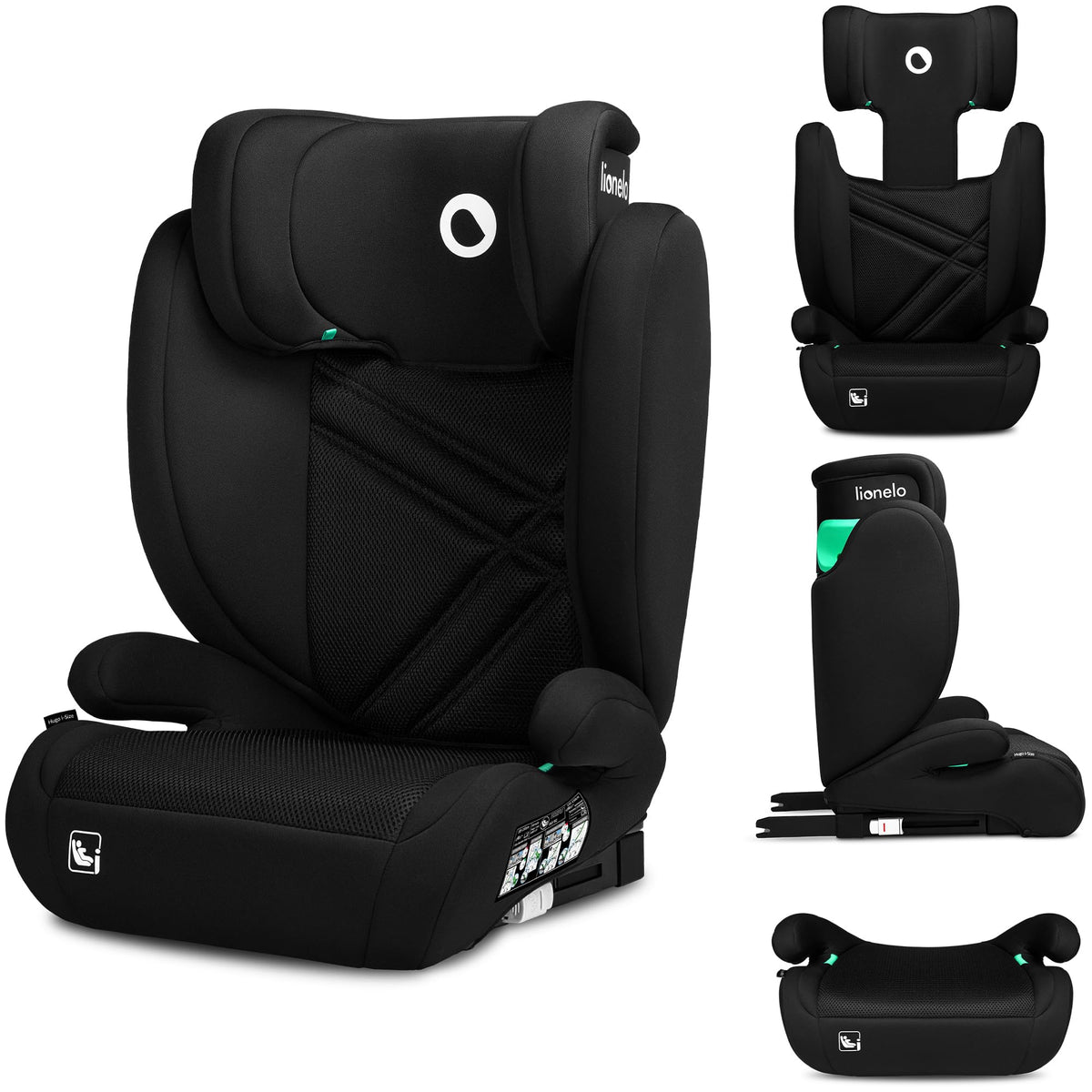Lionelo Hugo i-Size turvatool 100–150 cm, ISOFIX või turvavööga, Black Carbon
