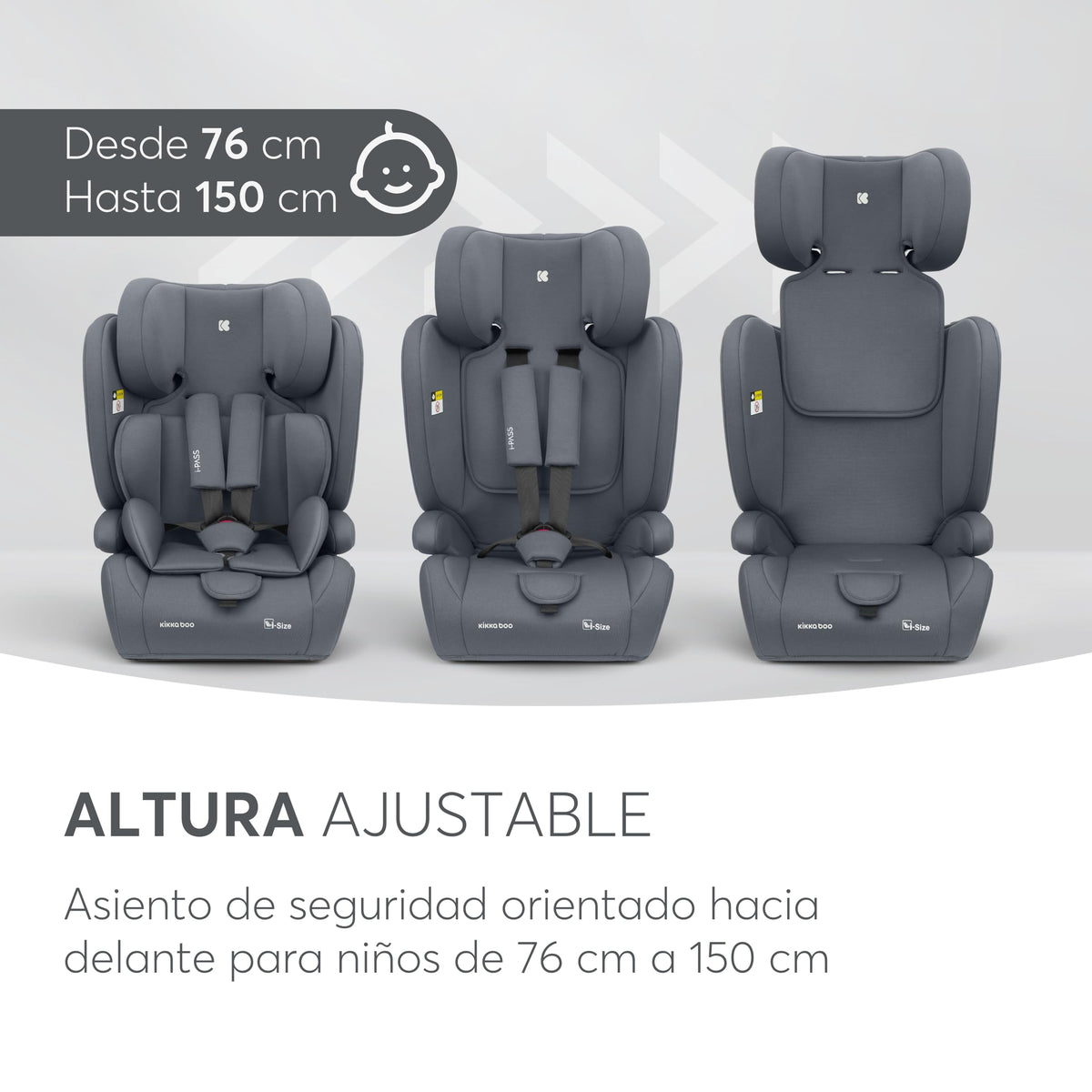 KikkaBoo i-PASS i-Size turvatool 9–36 kg (76–150 cm), hall