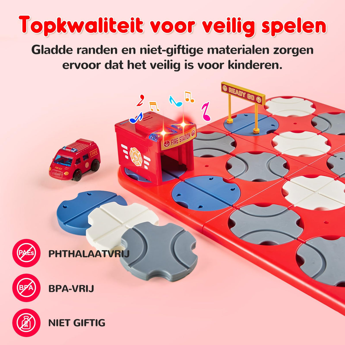 SGILE 24-piece STEM tea set design game for children's logic development, fire-fighting themed