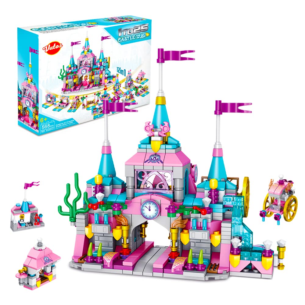 VATOS 568-piece princess castle building block set, 25 models, for children aged 6–12 years