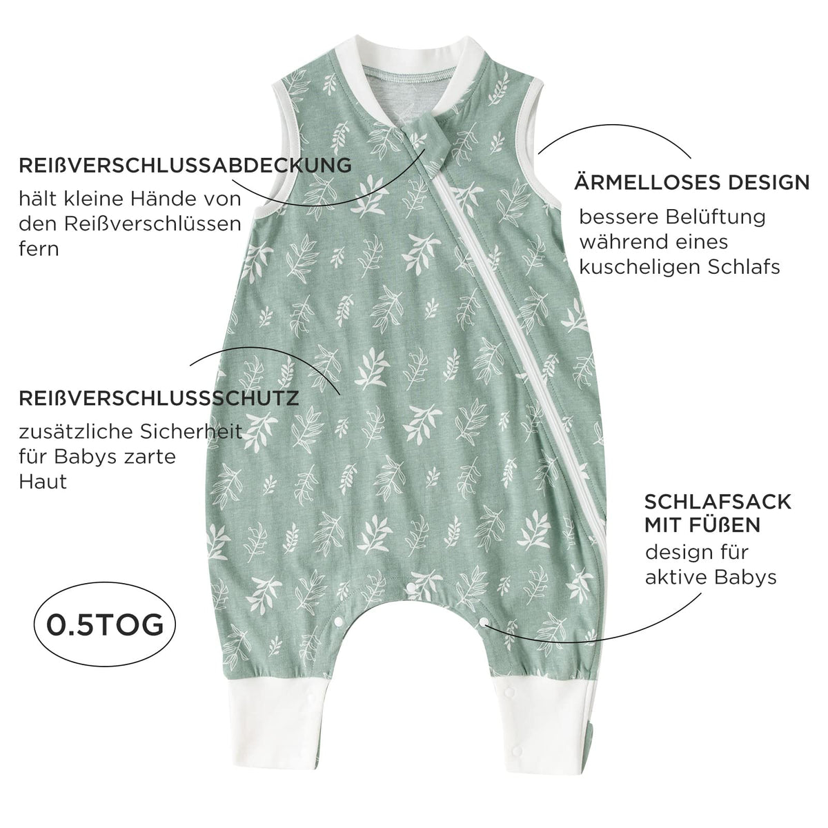 Duomiaomiao unisex baby sleeping bag with legs, size L, cotton, spring/summer (2 pcs)