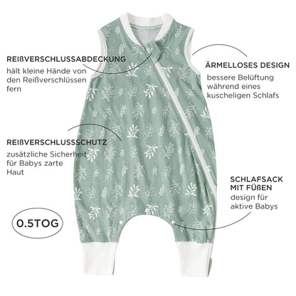 Duomiaomiao unisex baby sleeping bag with legs, size L, cotton, spring/summer (2 pcs)