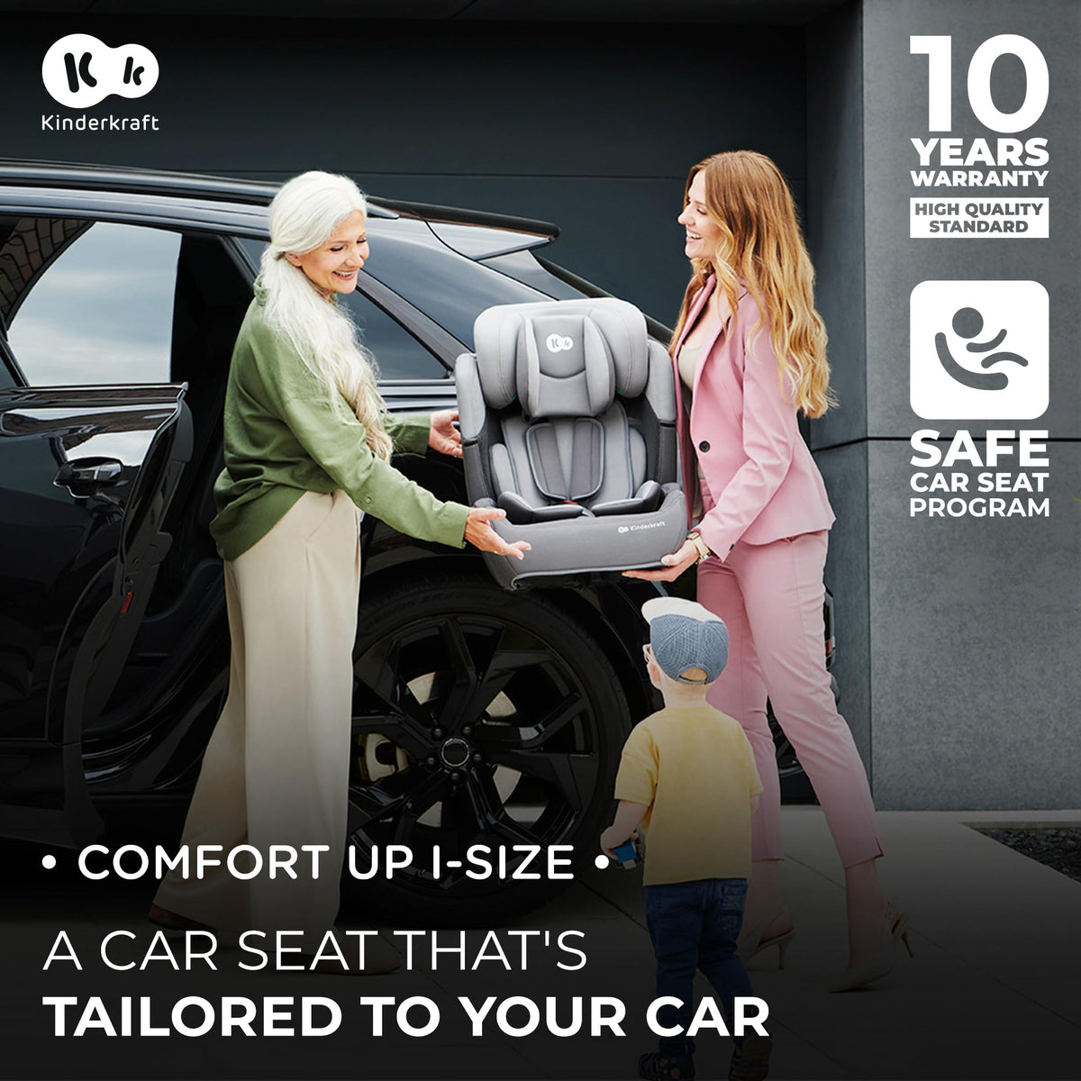 Kinderkraft Comfort UP i-Size car seat 76–150 cm, 15 months–12 years, black