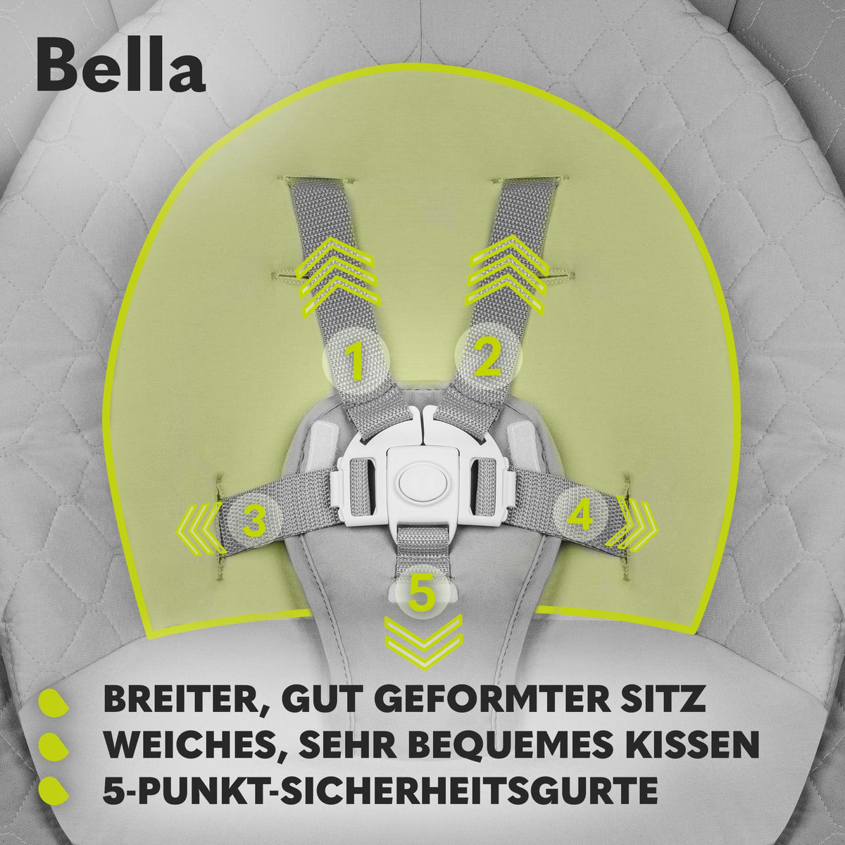 Lionelo Bella elektriline beebikiik 360° pöörleva istmega, helehall