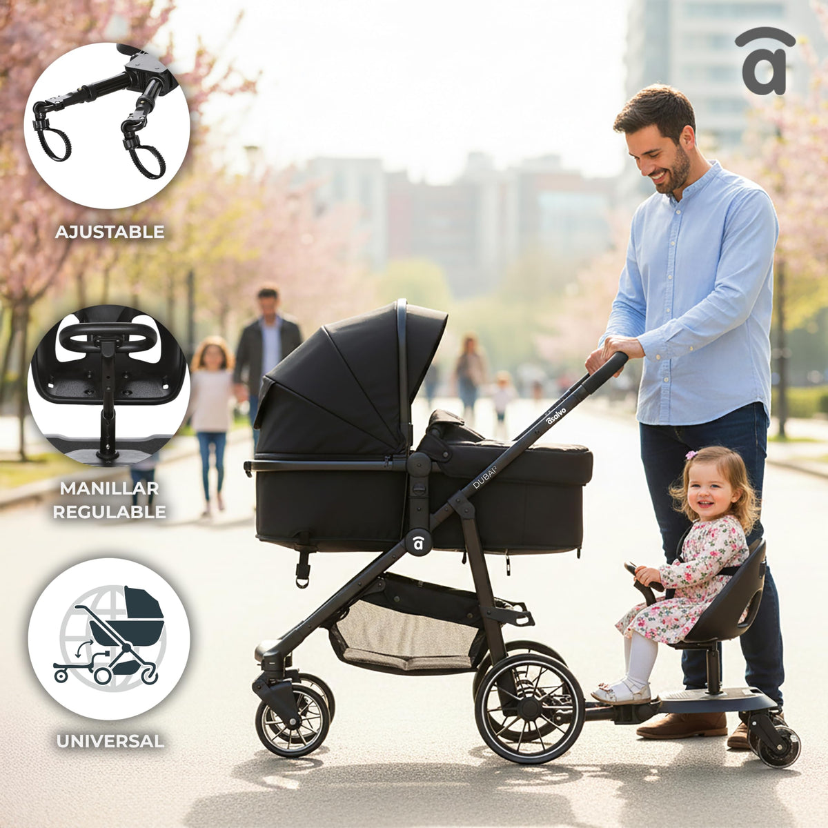 Asalvo Go Seat 2-in-1 universaalne istmega seisulaud, must, 2-5 a, kuni 20 kg