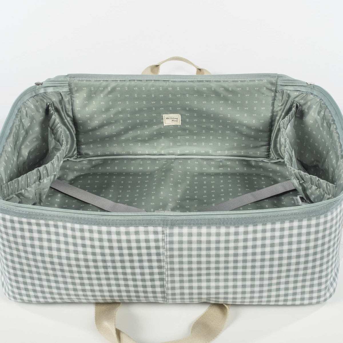 Walking Mum “I Love Vichy” maternity hospital and baby essentials bag, green (49 × 37 × 17 cm)