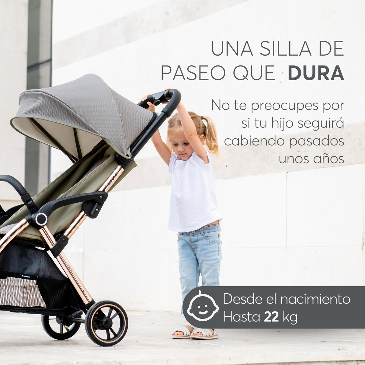 KikkaBoo EDEN lightweight stroller with automatic folding, beige, up to 22 kg