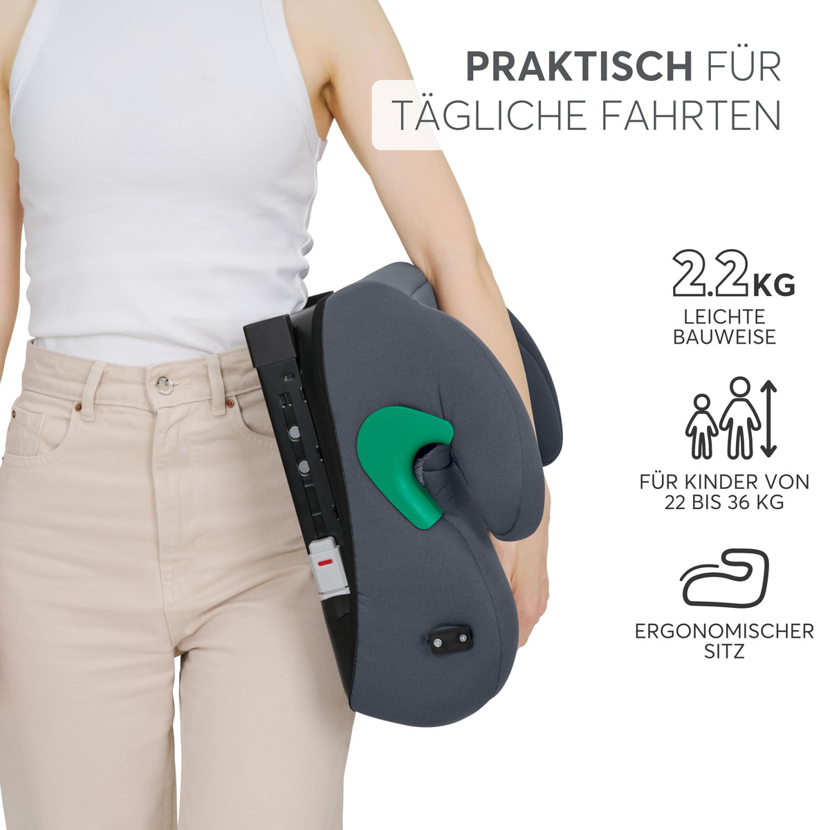 KikkaBoo i-POP i-Size turvatooli istmekõrgendus ISOFIX-iga 125–150 cm (22–36 kg), must