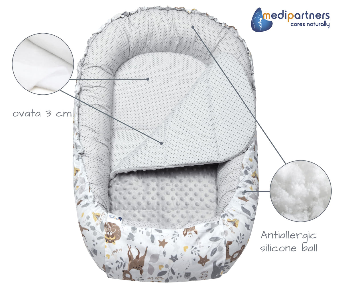 Medi Partners 5-osaline beebipesa komplekt Deer & Grey Plush, 100% puuvill