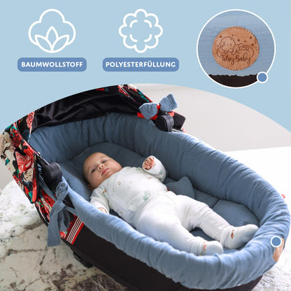 Totsy Baby muslin fabric stroller basket liner (3-piece set), blue