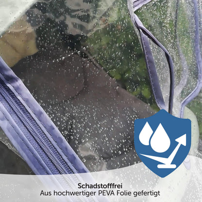Zamboo universal rain cover for stroller and pushchair, with an opening window and zipper, transparent