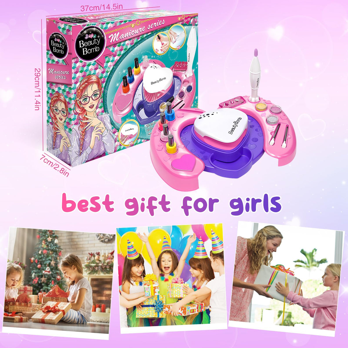 Tacobear children's nail painting set with dryer and accessories, for children 5+