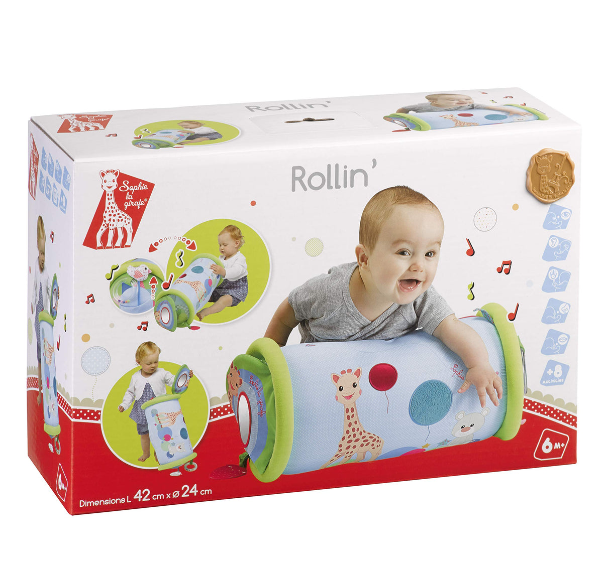 Sophie la girafe (kaelkirjak Sophie) Rollin' täispuhutav tegevusrull beebile (alates 6 kuust)