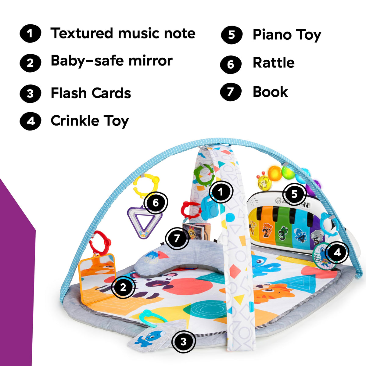 Baby Einstein 4-in-1 Kickin’ Tunes musical activity mat and play center with piano