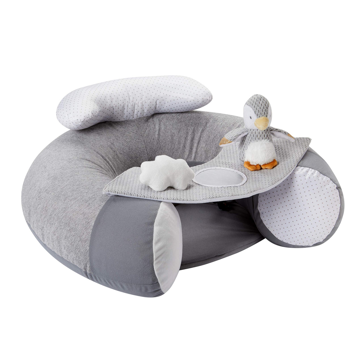 Nuby Penguin Sit-Me-Up täispuhutav iste mängualusega, 6+ kuud