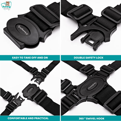 HOMYBABY® universal 5-point safety harness for high chair, black