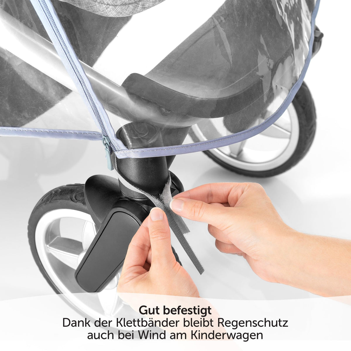 Zamboo universal rain cover for stroller and pushchair, with an opening window and zipper, transparent