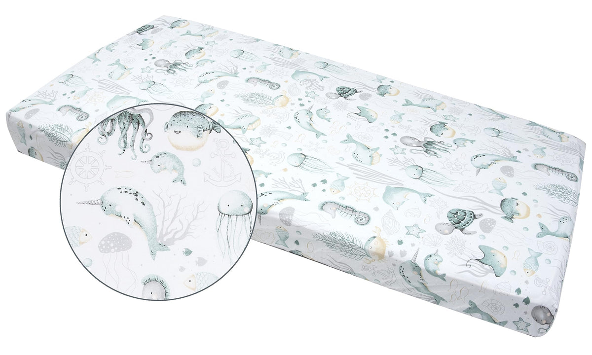 Medi Partners crib sheet, 60 × 120 cm, 100% cotton, Ocean