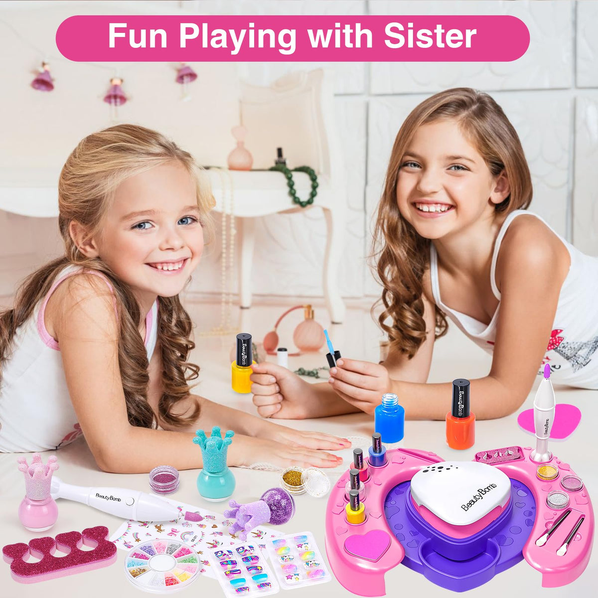 Tacobear children's nail painting set with dryer and accessories, for children 5+