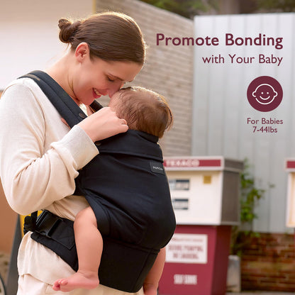 Momcozy ergonomic baby carrier – black, cotton, 3-in-1 design (7–20 kg)