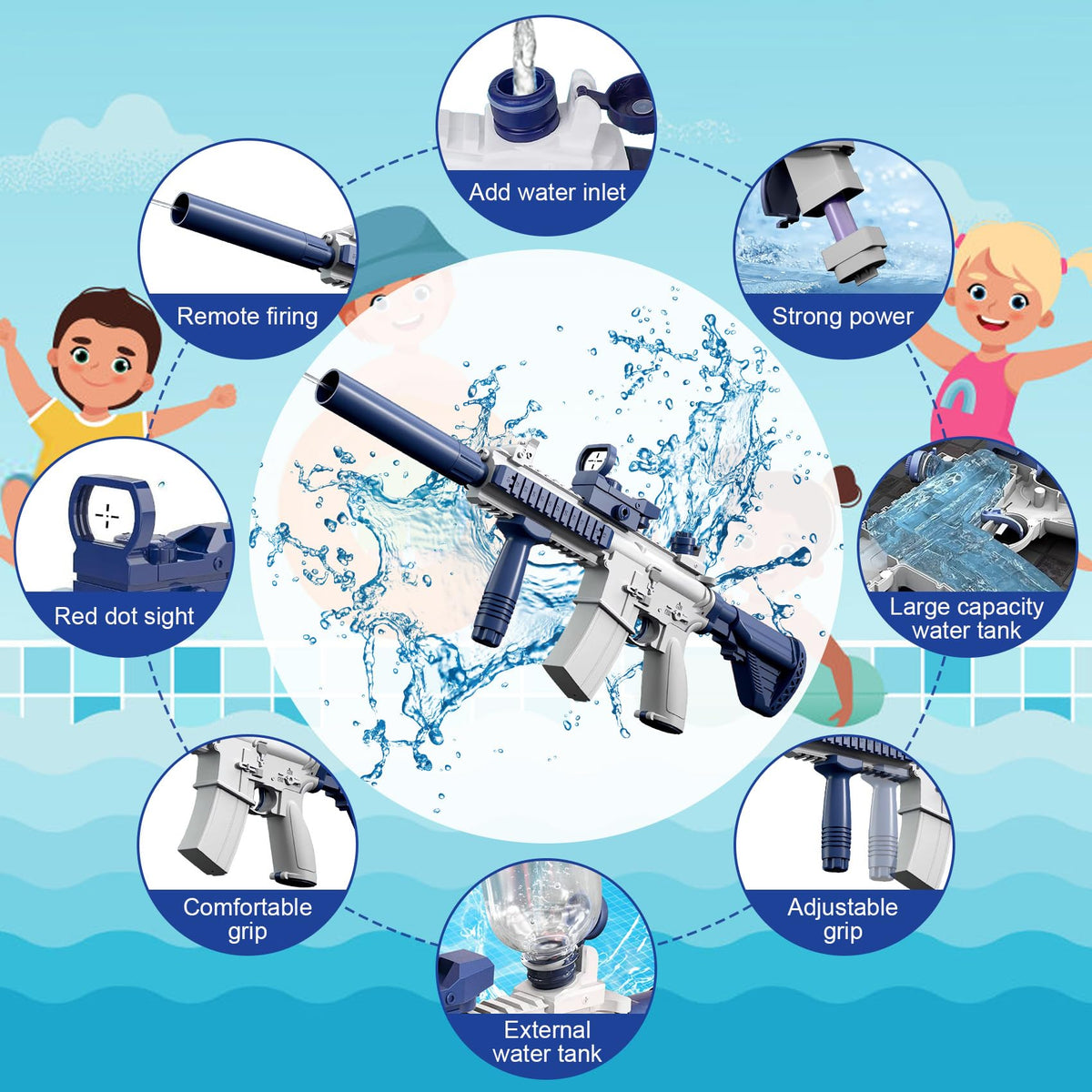 Elektric water gun for adults and children, model kmj112, 10 m shooting range