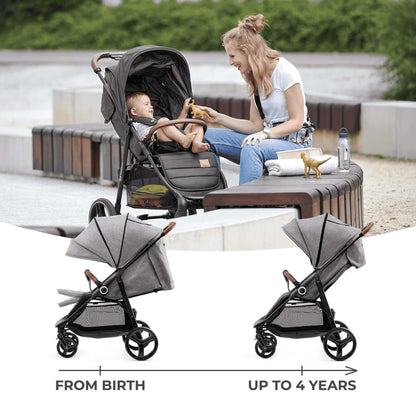 Kinderkraft GRANDE PLUS stroller, grey (from birth up to 22 kg)