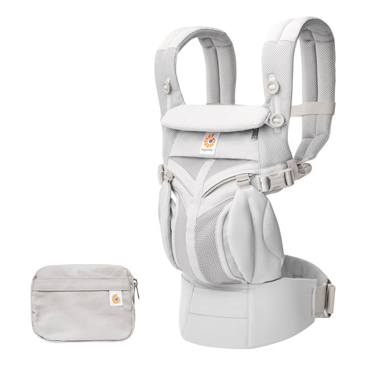 Ergobaby Omni 360 Cool Air Mesh baby carrier for newborns up to 3 years old, Pearl Grey