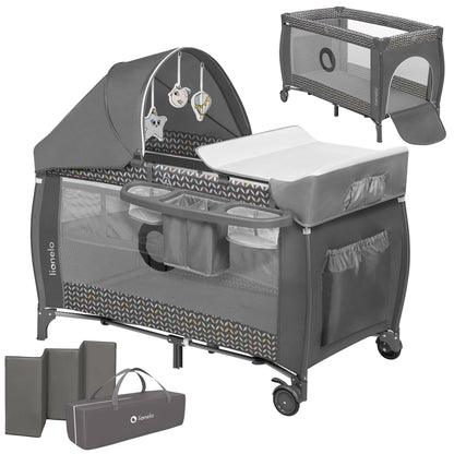 Lionelo Sven Plus 4-ühes reisivoodi mähkimislauaga kuni 15 kg, hall (Grey Scandi)