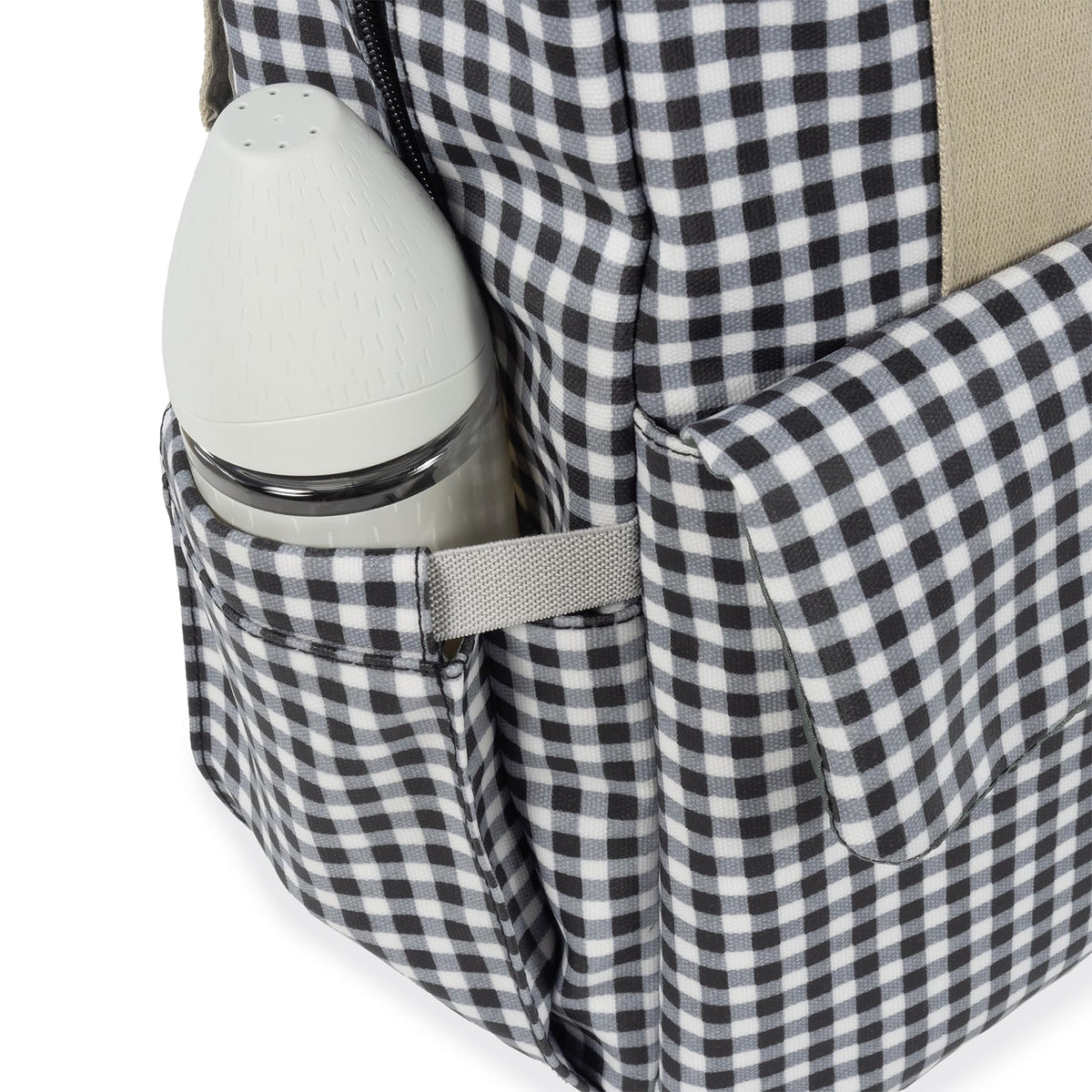 Walking Mum I Love Vichy backpack and diaper bag, black/white, 37×28×12 cm