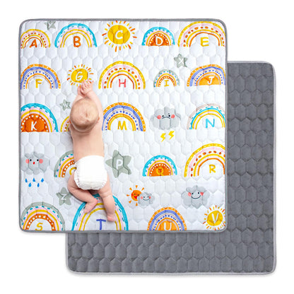 Funsland baby play mat, foldable, 127×127 cm, rainbow pattern