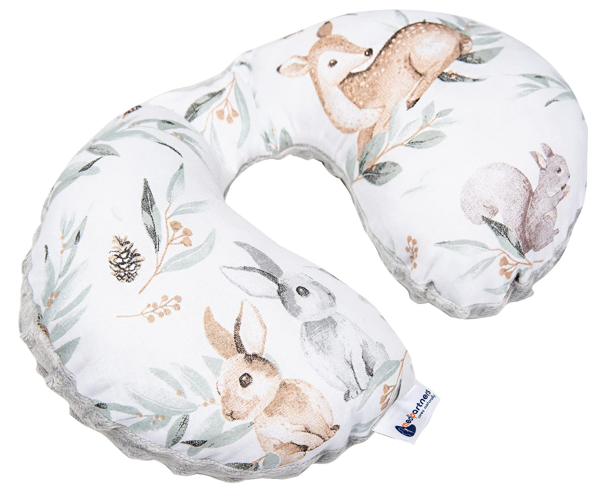 Medi Partners children's travel pillow / neck pillow, 100% cotton and minky, with squirrel print