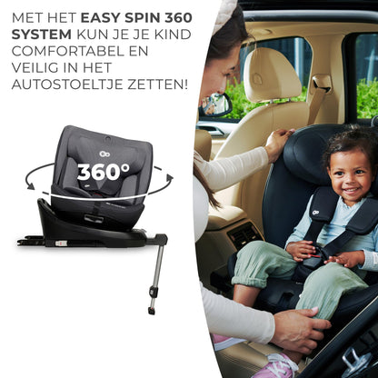 Kinderkraft I-360 i-Size rotating car seat 0–12 years (40–150 cm / 0–36 kg), ISOFIX, grey