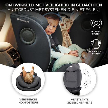 Kinderkraft I-360 i-Size rotating car seat 0–12 years (40–150 cm / 0–36 kg), ISOFIX, grey