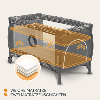 Lionelo Sven Plus 4-ühes reisivoodi mähkimislauaga kuni 15 kg, hall (Grey Scandi)