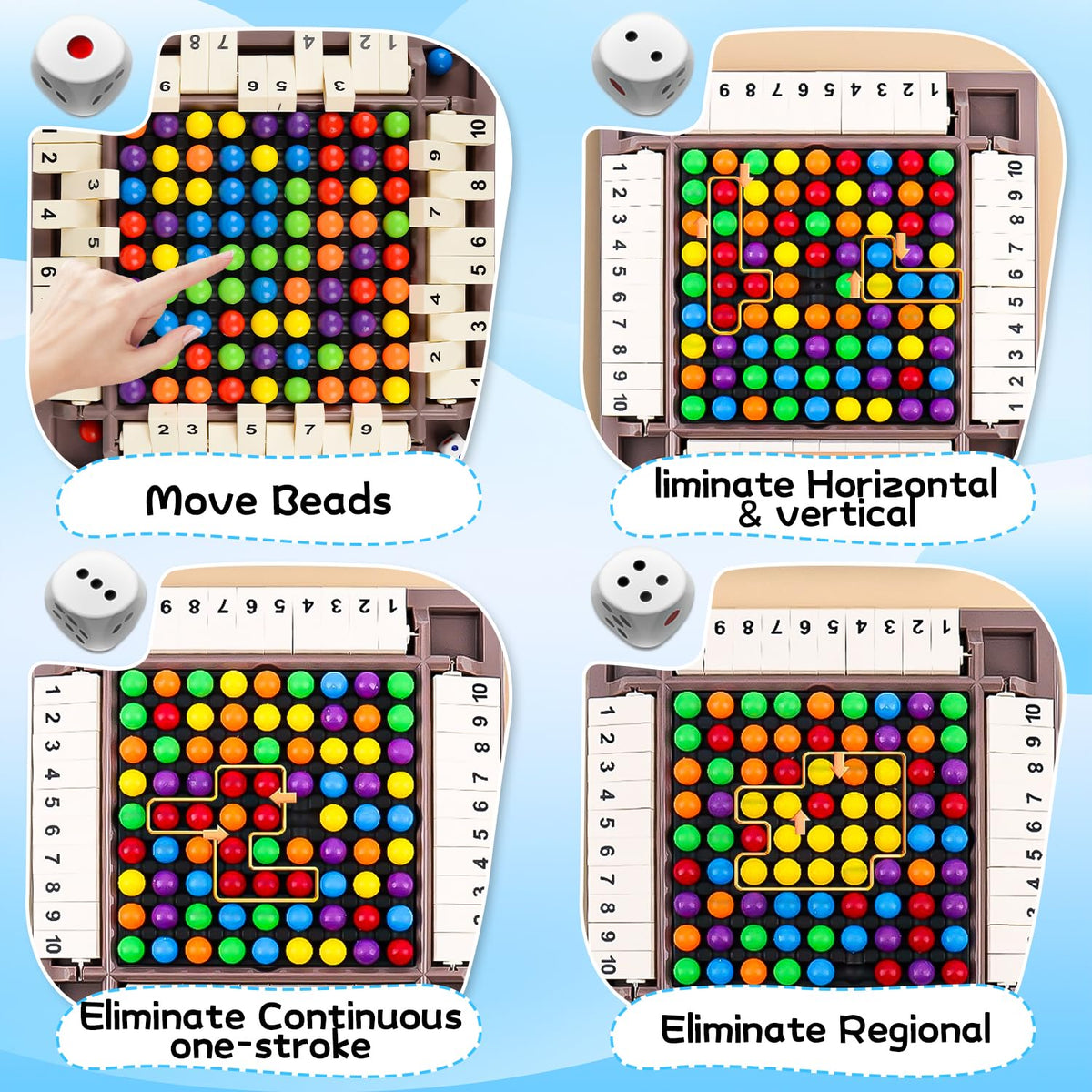 Yizemay 2-in-1 board game “Shut The Box” and rainbow beads game