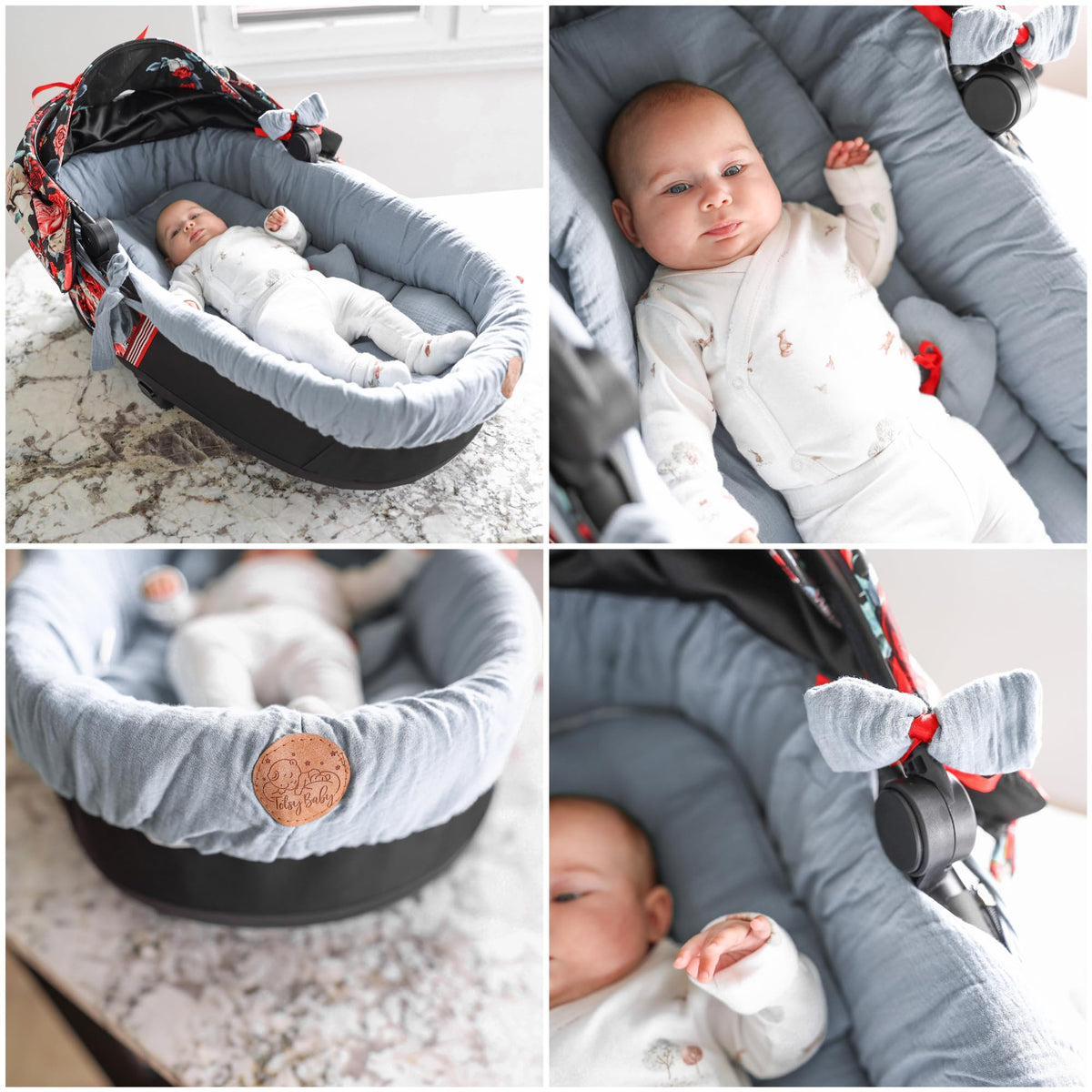 Totsy Baby muslin fabric stroller basket liner (3-piece set), gray