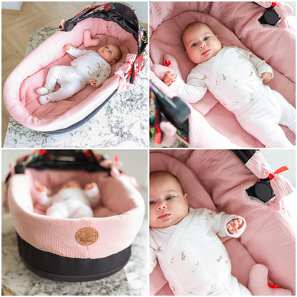 Totsy Baby muslin fabric stroller basket liner (3-piece set), pink