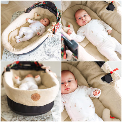 Totsy Baby muslin 3-piece set for baby stroller and cradle – light beige